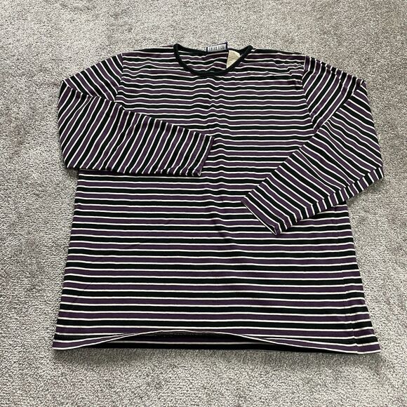 Erika & Co. Top Womens Medium Multicolor Striped Long Sleeve Crew Neck Casual - Picture 1 of 9